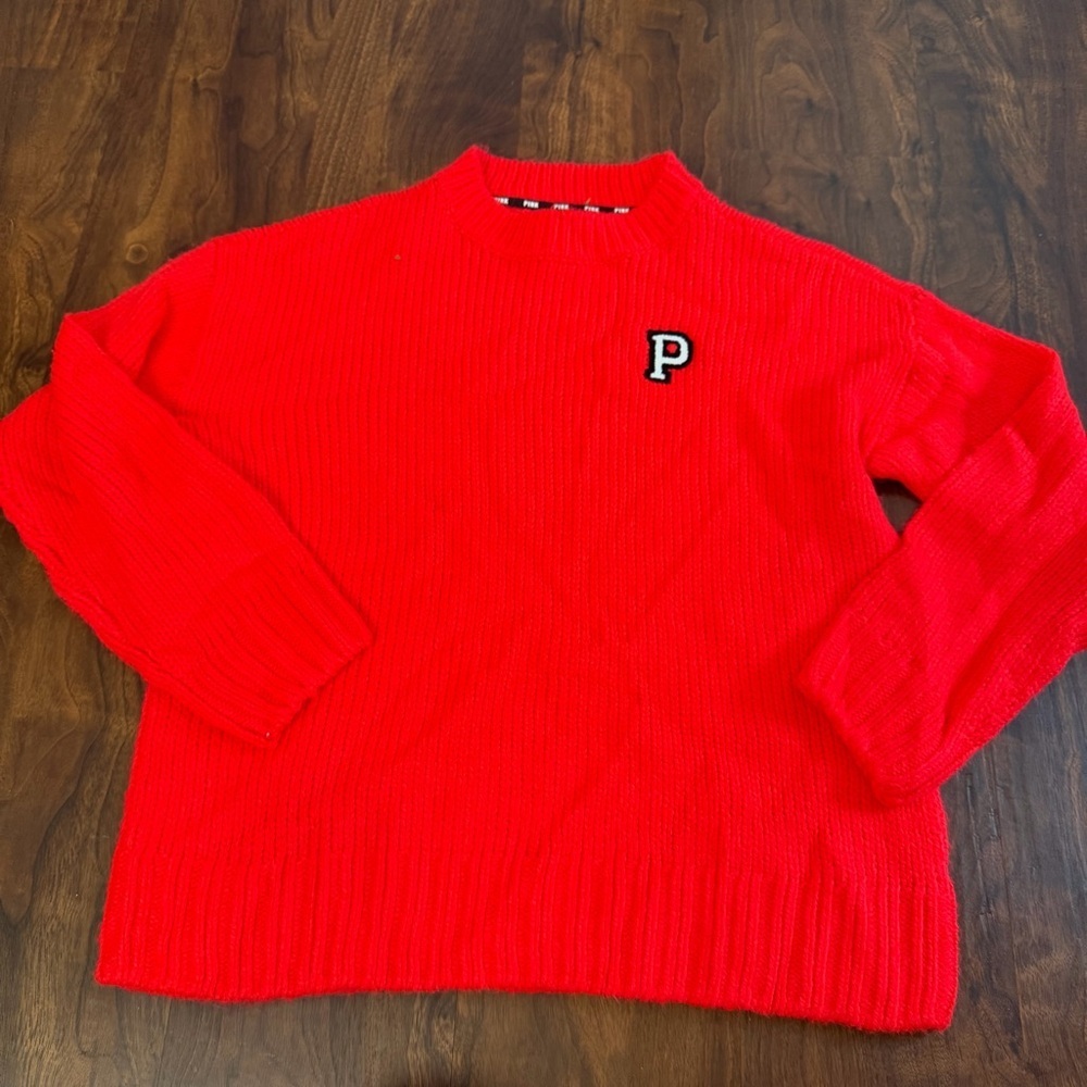 3/$30 ☀️ Victorias Secret Pink Boyfriend Chunky Knit Sweater Red